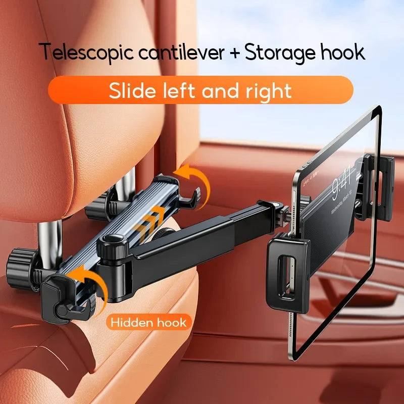 Adjustable Tablet Holder for Car Headrest 360°Rotate Car Phone Holder Back Seat with Hidden Hook for 4.7-13" Phone Ipad